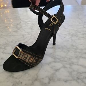 Fendi Black and Brown Strappy Heels